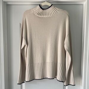 GAP 100% Cotton Cream Sweater with Black Trim